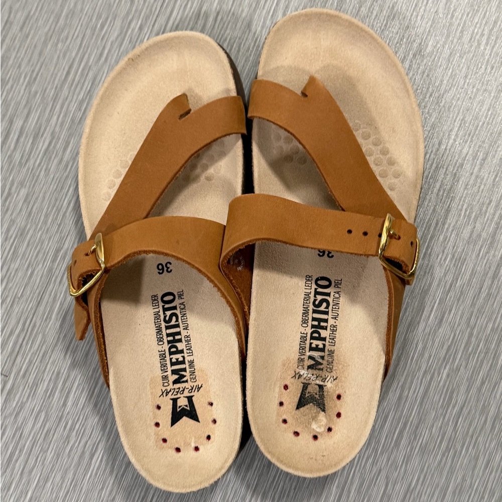 Mephisto Helen Tan Nubuck Leather Sandals EU 36 US 6 NWOB - Picture 2 of 13